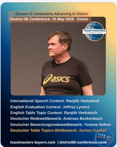 Jochen Kunkel — 2nd place at the District 95 Conference, Deutscher Table Topics-Wettbewerb